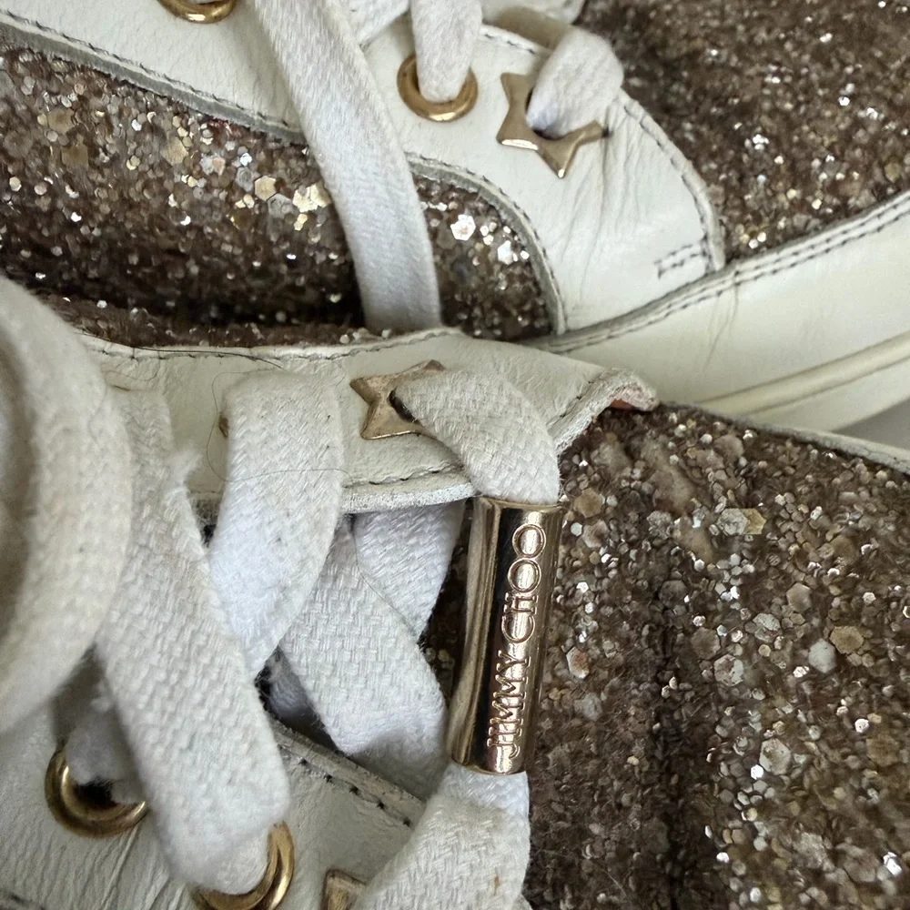 Jimmy Choo Stylish Glitter Sneakers size 8.5